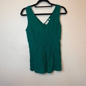 Anthropologie Deletta Women's Green Sleeveless Top V-Neck Size Medium